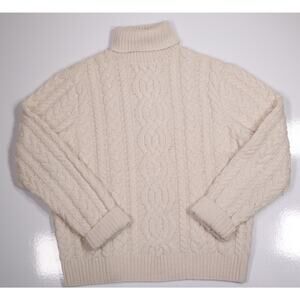 Polo Ralph Lauren Cream Chunky Cable Knit 100% Cashmere Turtleneck Sweater XXL